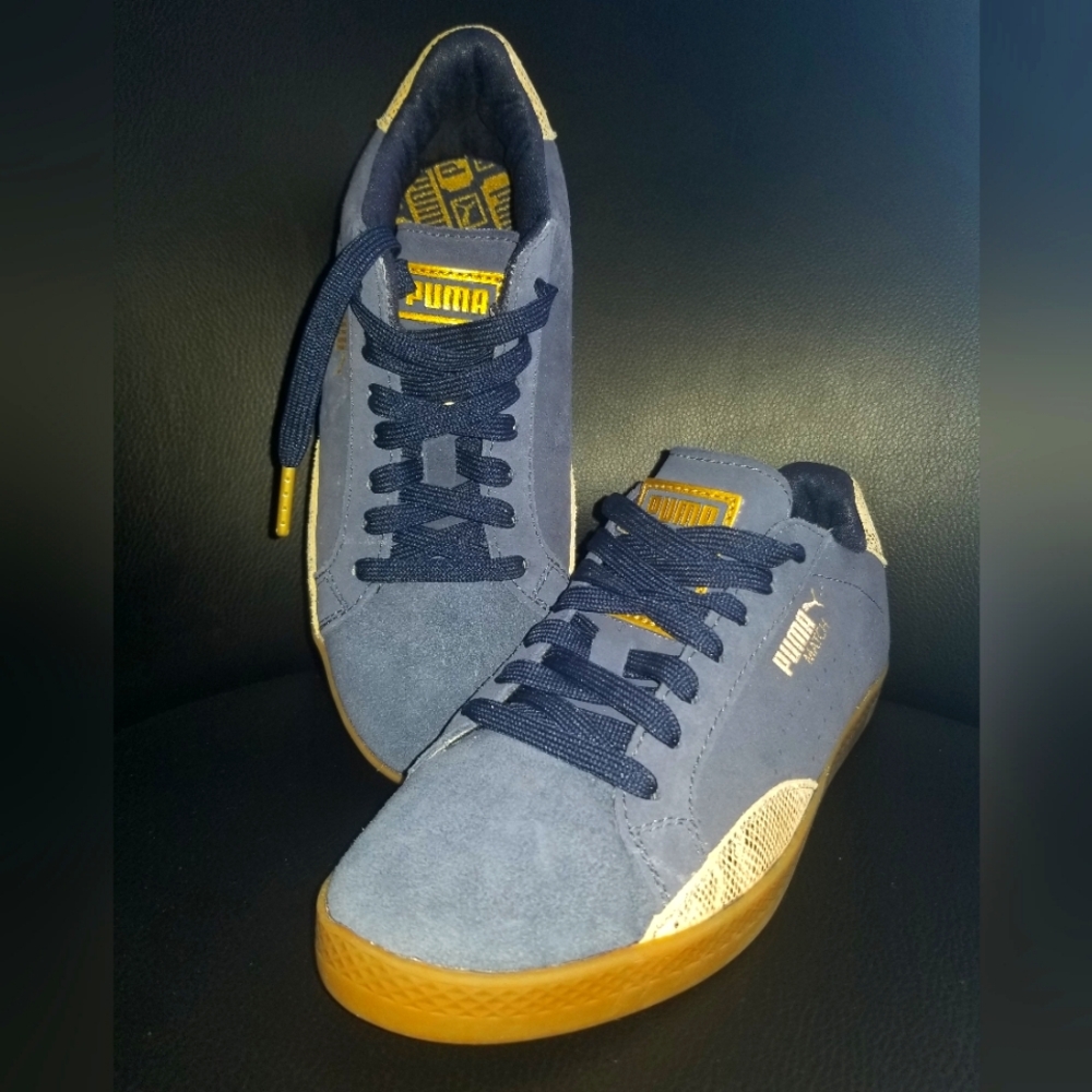 Puma Match Lo Blue Suede/Snake Kids 4.5 Women's 6